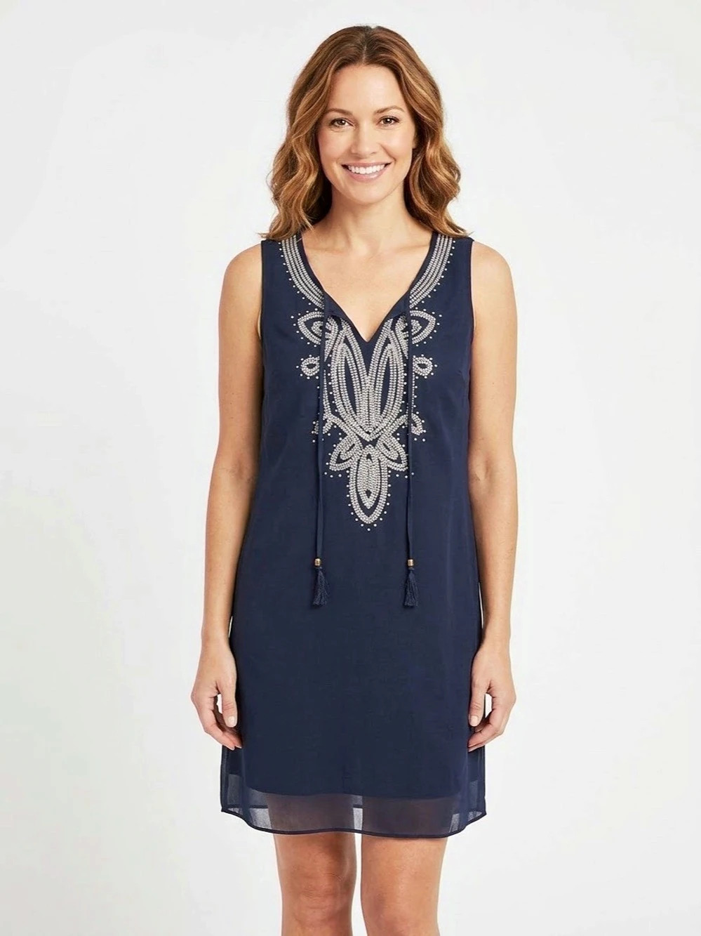 A. BYER Embroidered Mini Dress in Blue Size Medium